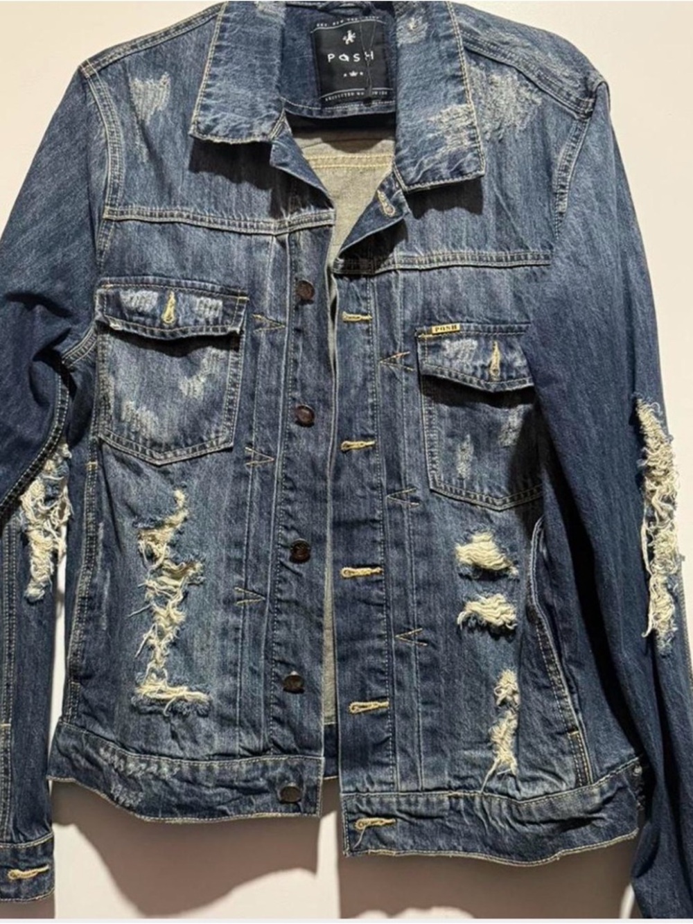 Posh Distressed Blue Denim Jacket for Women